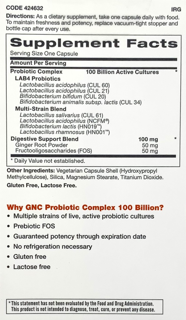 GNC 益生菌高效特強配方1000億 20粒