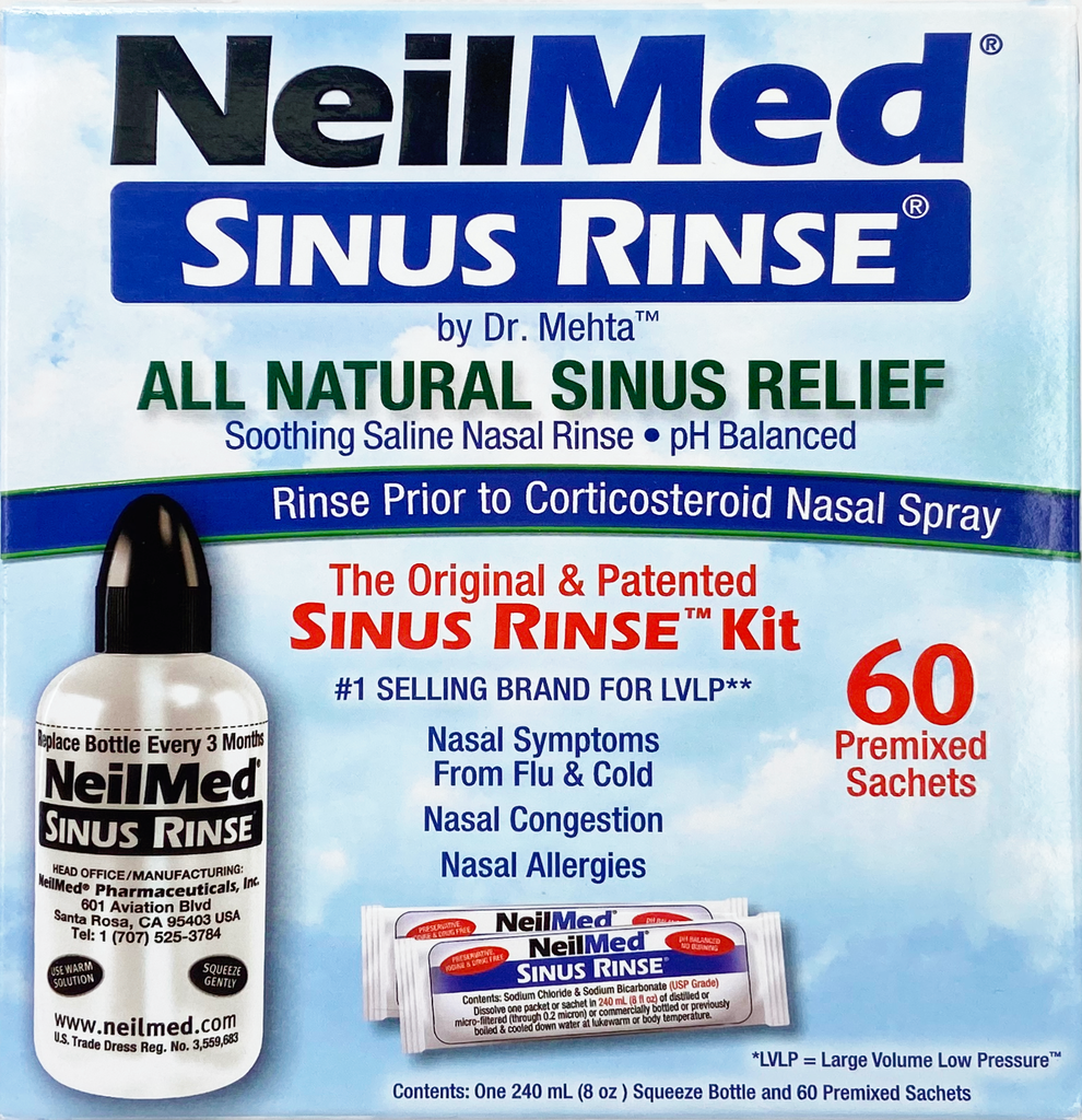 NeilMed 洗鼻沖洗套裝 (洗鼻器+洗鼻鹽水60包) 